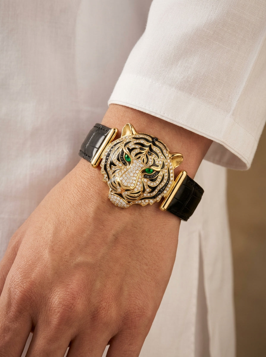 Tiger Embrace Lab Diamond Brooch