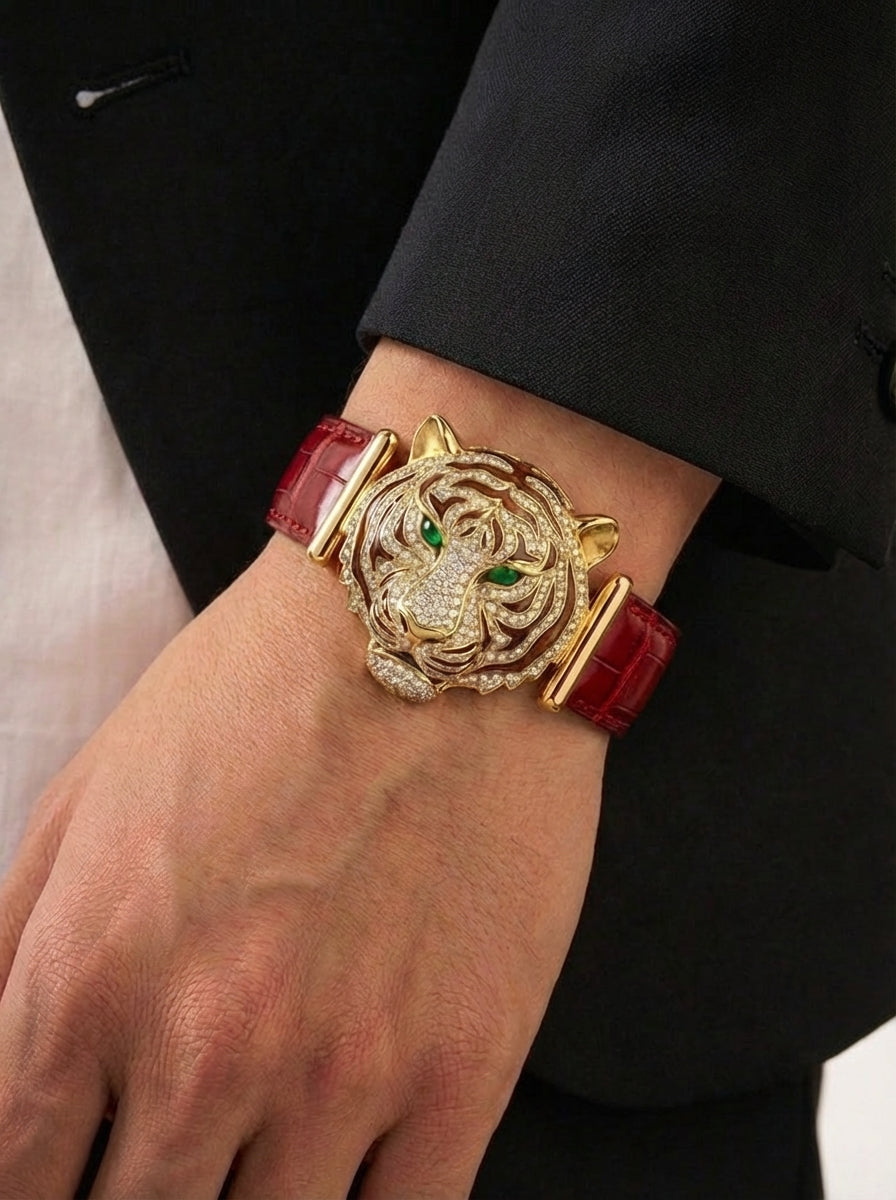 Tiger Embrace Lab Diamond Brooch