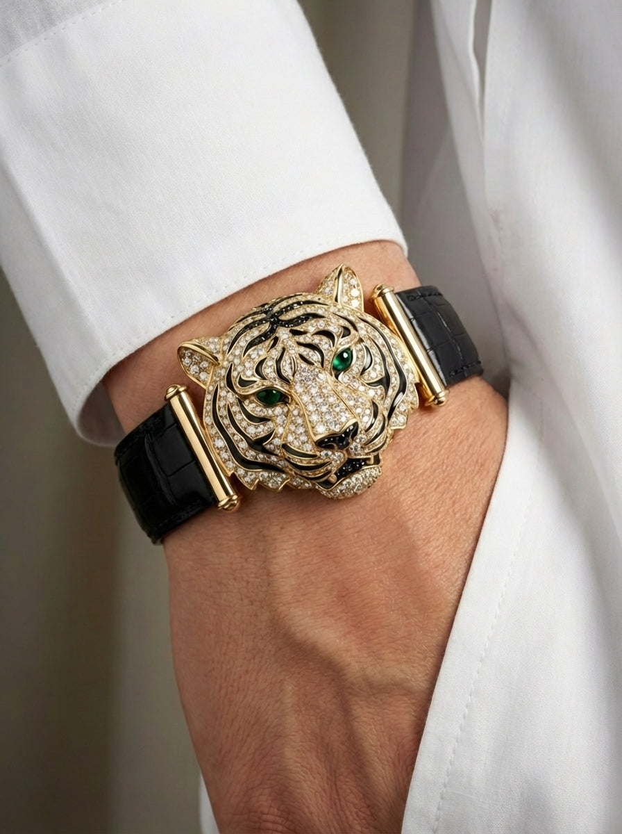 Tiger Embrace Lab Diamond Brooch