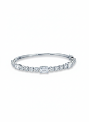 Kryphine Strand Emerald Lab Diamond Tennis Bracelet in 18K White Gold by Fiona Diamonds