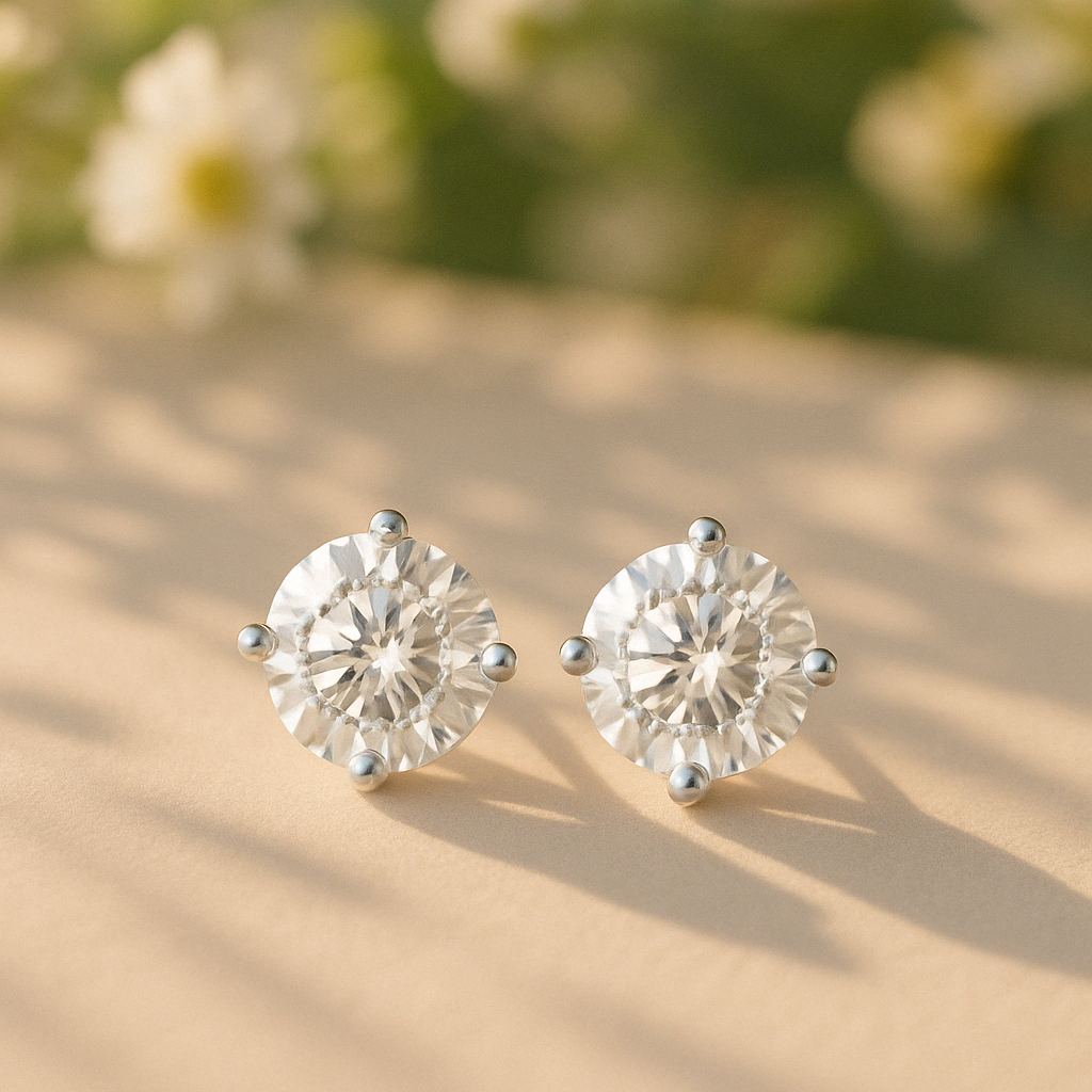 0.43ct Lab Grown Diamond Earring in 18kt Gold Vermeil - Fiona Diamonds - Fiona Diamonds