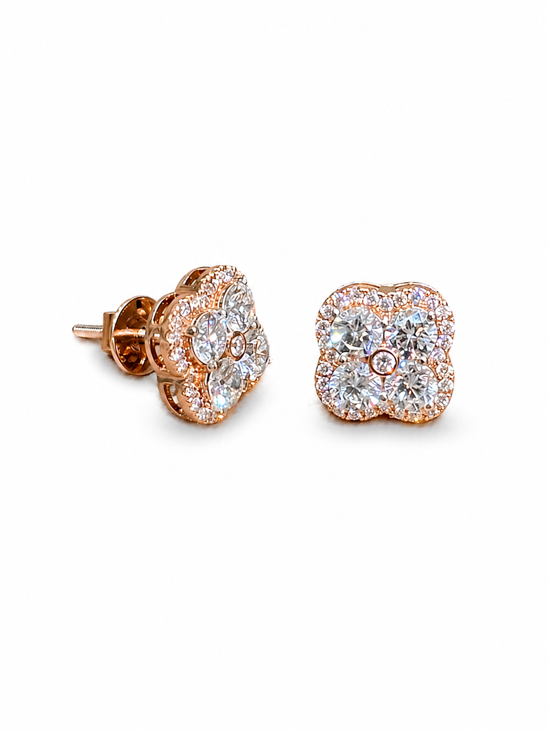 Revyn Lace Round Lab Diamond Hoop Earrings in 14K rose gold by Fiona Diamonds