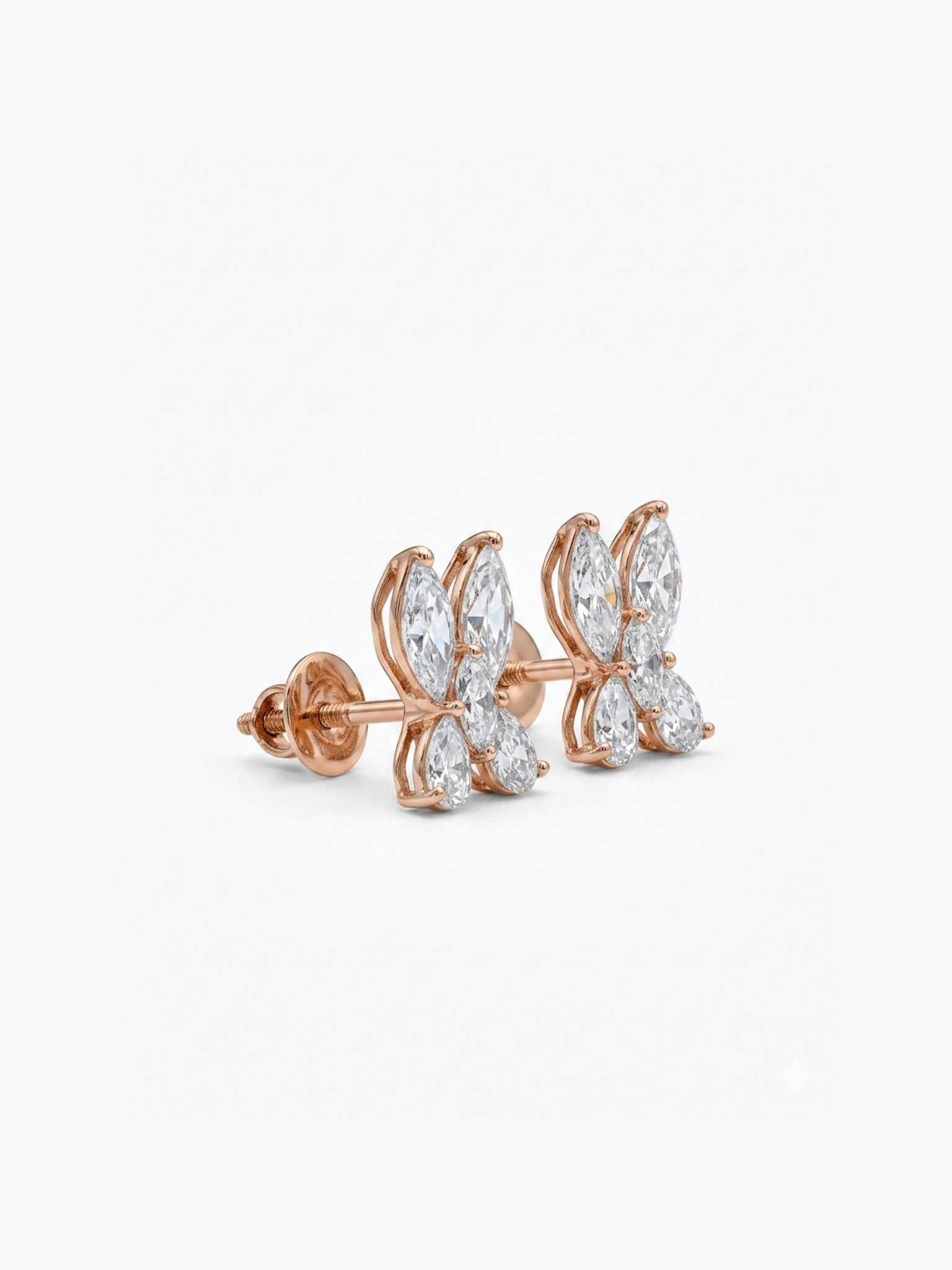 Close-up of Vesper Glow Marquise Lab Diamond Earrings in 14K Rose Gold by Fiona Diamonds