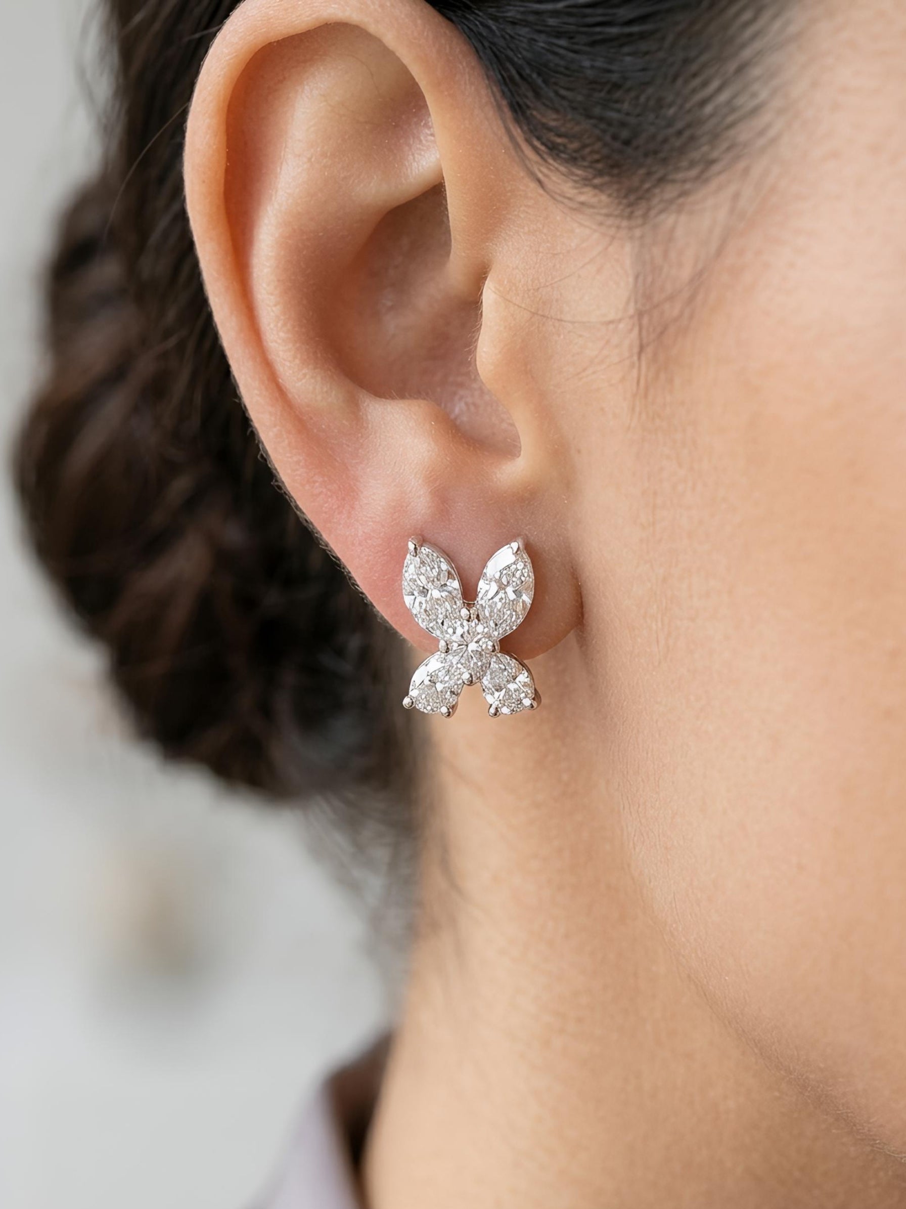 Side view of Vesper Glow Marquise Lab Diamond Earrings in 14K Rose Gold - Fiona Diamonds