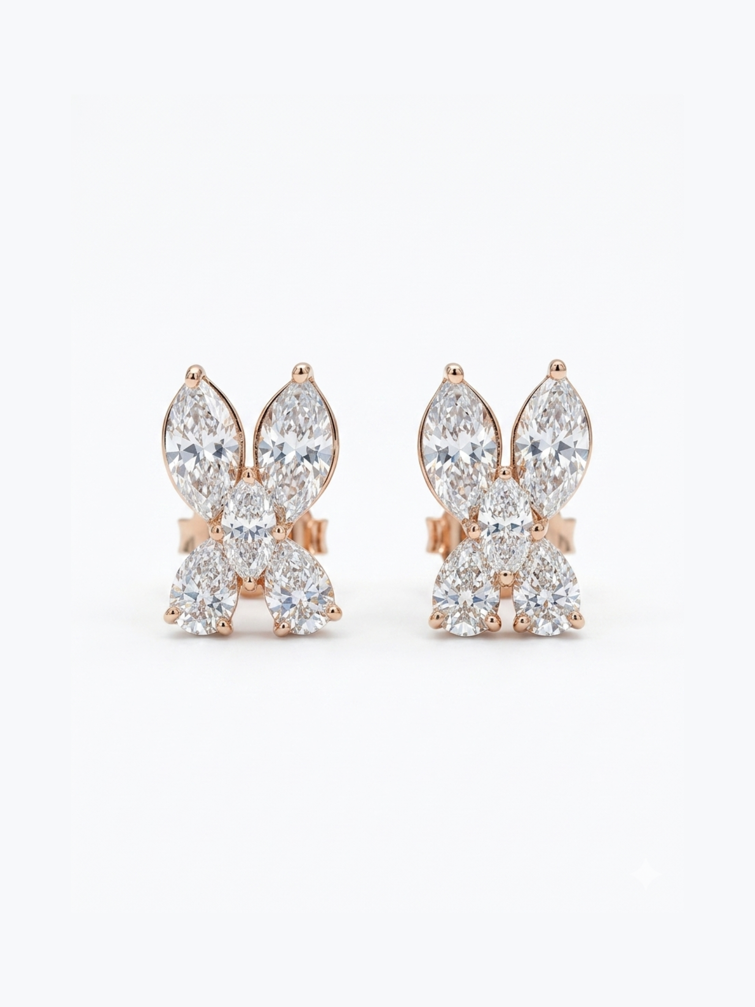 Vesper Glow Marquise Lab Diamond Earrings in 14K Rose Gold by Fiona Diamonds