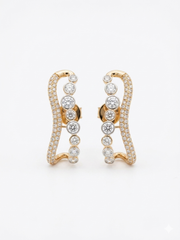 Lyra Mist Round Lab Diamond Designer Earrings in 18K Rose Gold by Fiona Diamonds