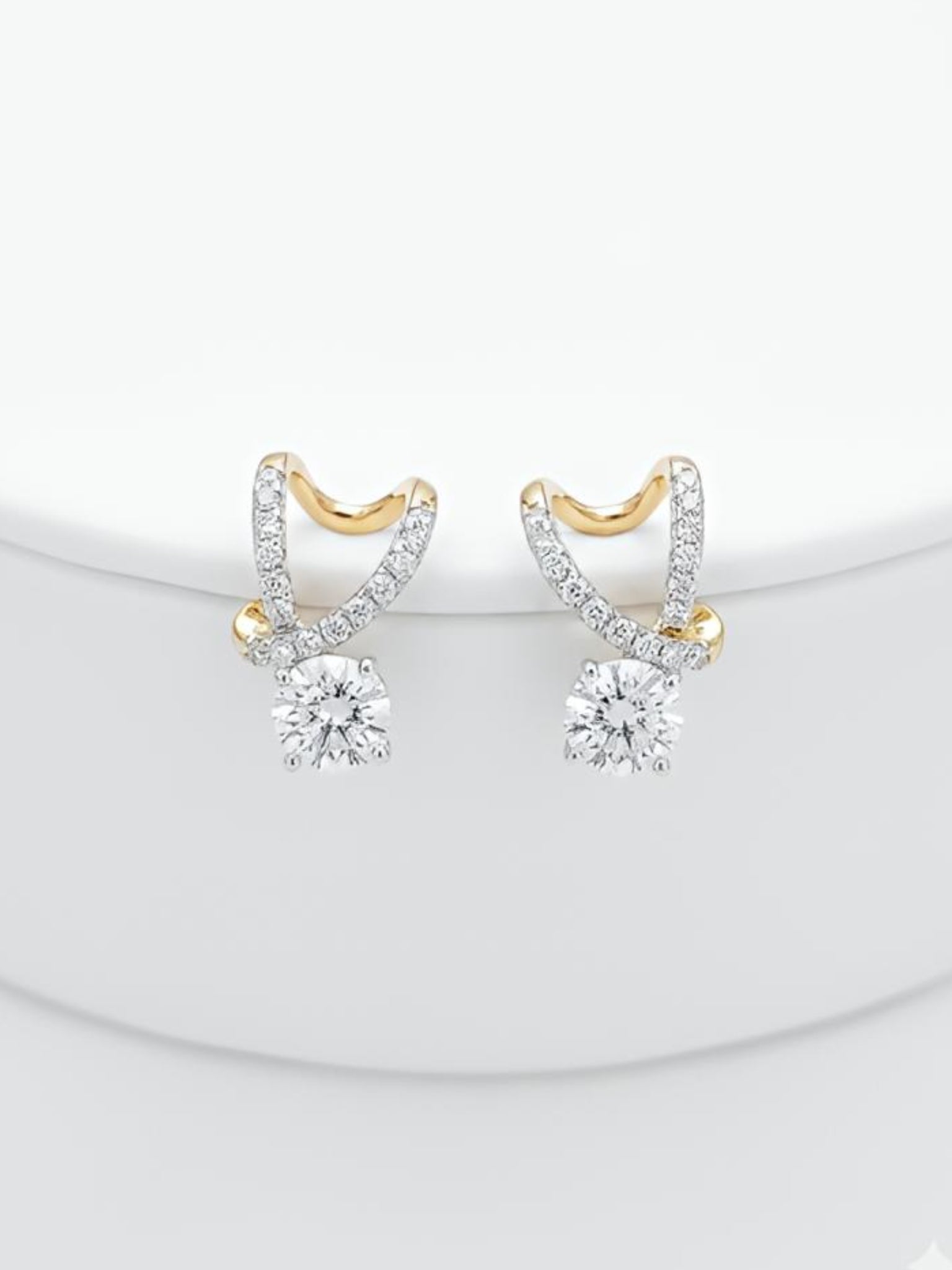 Caelum Drift Round Lab Diamond Earrings in 18K Rose Gold by Fiona Diamonds