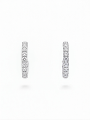 Quinn Mist Round Lab Diamond Hoop Earrings in 14K White Gold by Fiona Diamonds