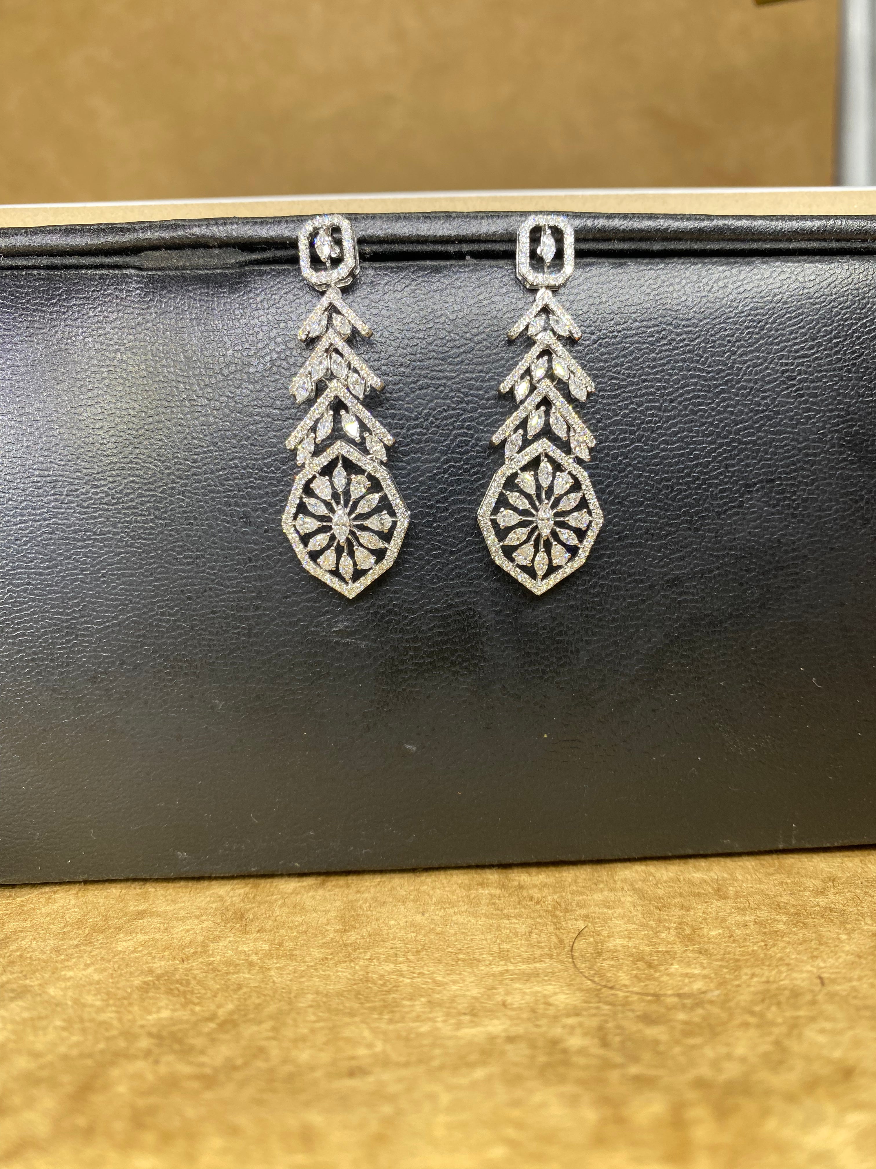 Fiona Diamonds Refined Sparkle Pear Lab Diamond Dangler Earrings in 18K White Gold - elegant look