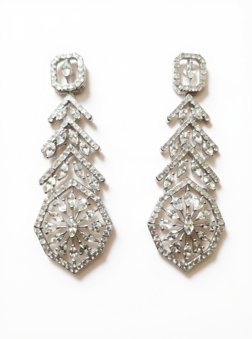 Refined Sparkle Pear Lab Diamond Dangler Earrings in 18K White Gold by Fiona Diamonds