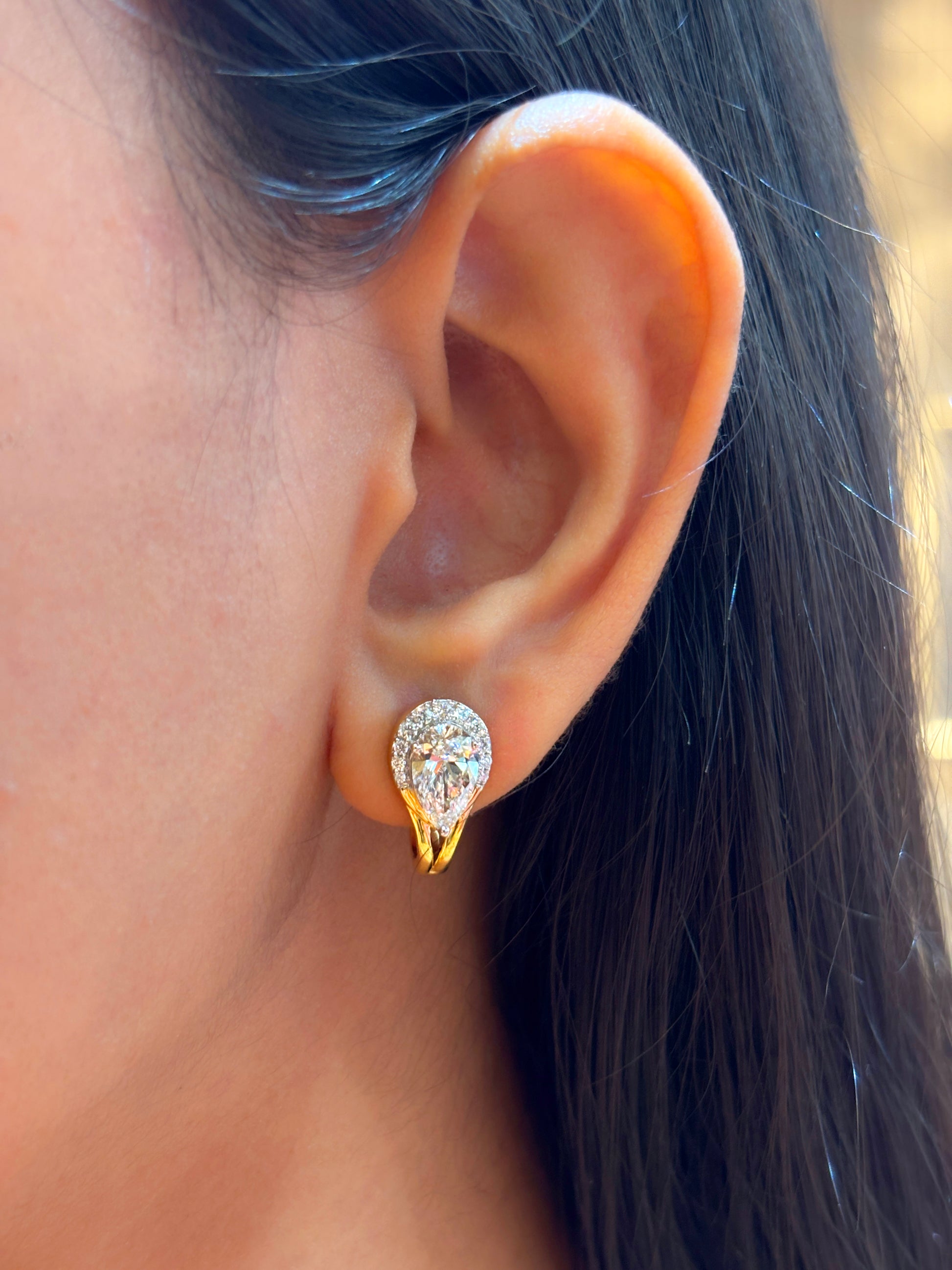 Fiona Diamonds 1.10 Carat Pear Pear Lab Diamond Earrings in 18K Yellow Gold - elegant look