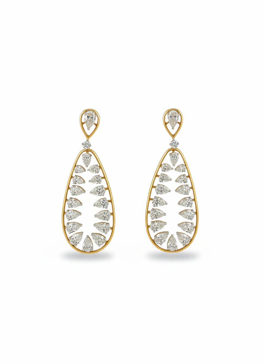 Xirelle Shine Round Lab Diamond Dangler Earrings in 18K Rose Gold by Fiona Diamonds
