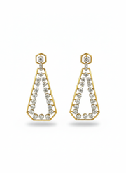 Lyxora Spark Round Lab Diamond Dangler Earrings in 18K Yellow Gold by Fiona Diamonds