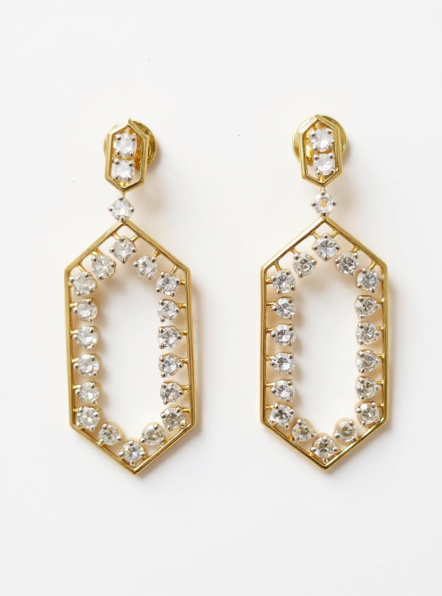 Oressa Field Round Lab Diamond Dangler Earrings in 18K Yellow Gold by Fiona Diamonds