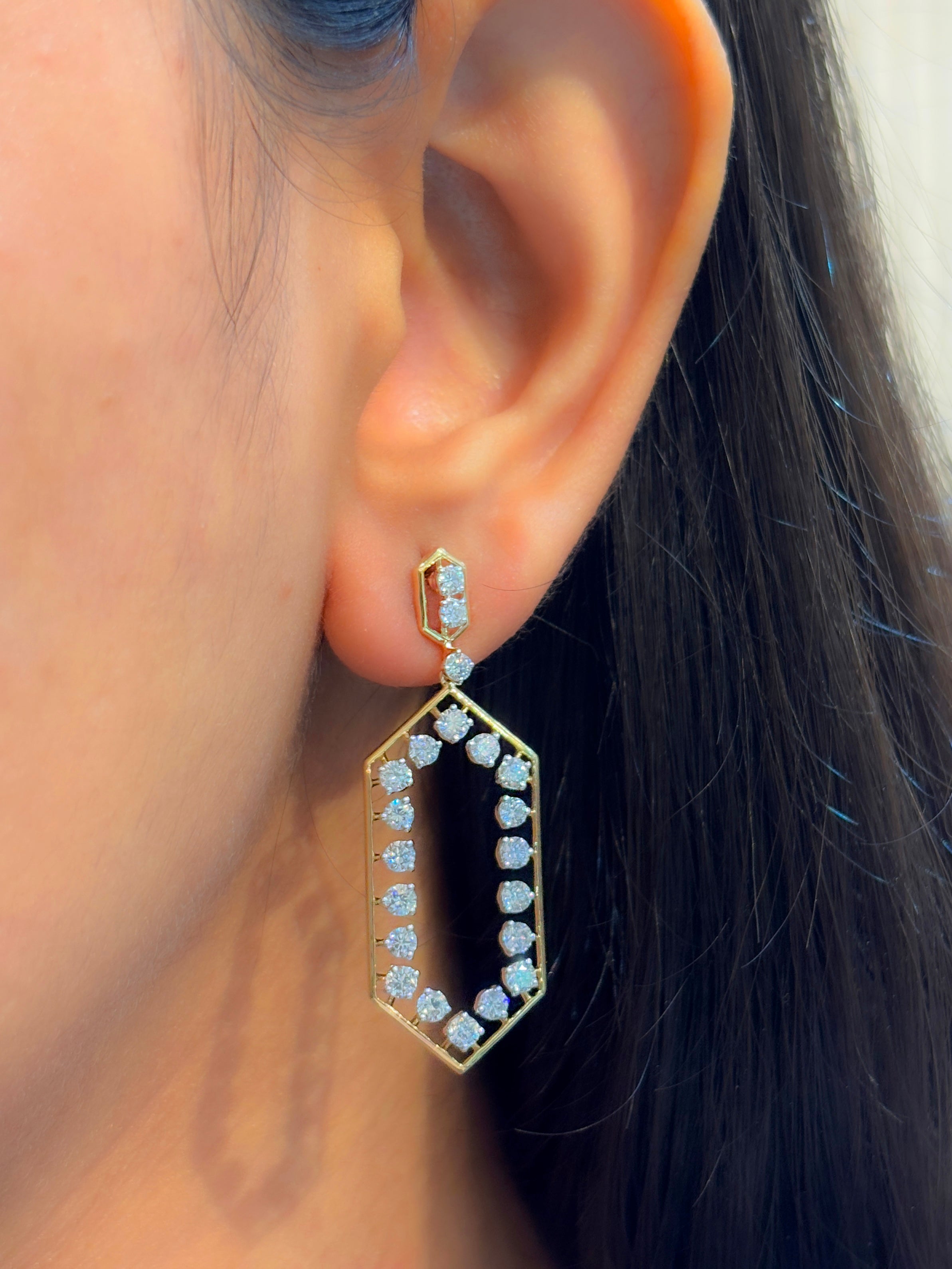 Fiona Diamonds Oressa Field Round Lab Diamond Dangler Earrings in 18K Yellow Gold - elegant look