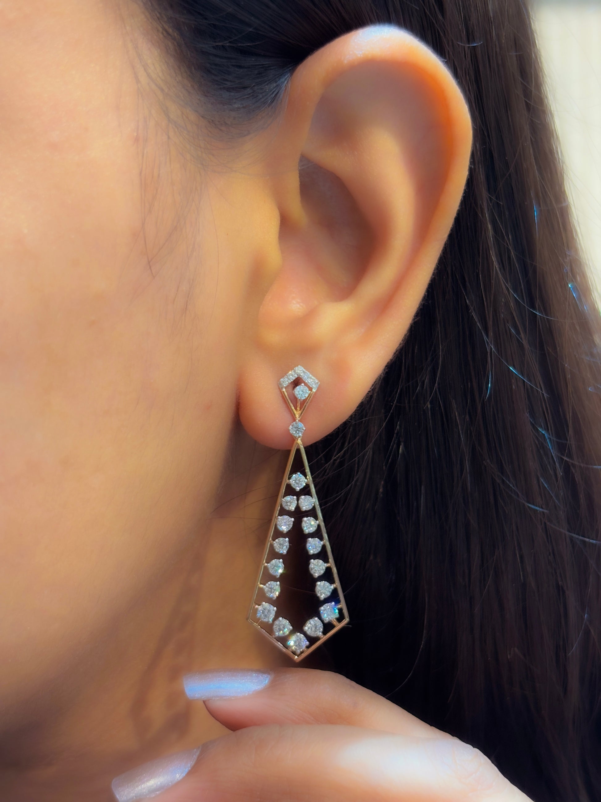 Fiona Diamonds Kaelin Whisper Round Lab Diamond Dangler Earrings in 18K Rose Gold - elegant look