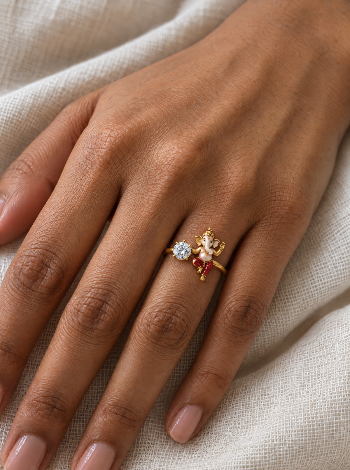 Ganraj Nritya Lab Diamond Silver Ring | Fiona Diamonds