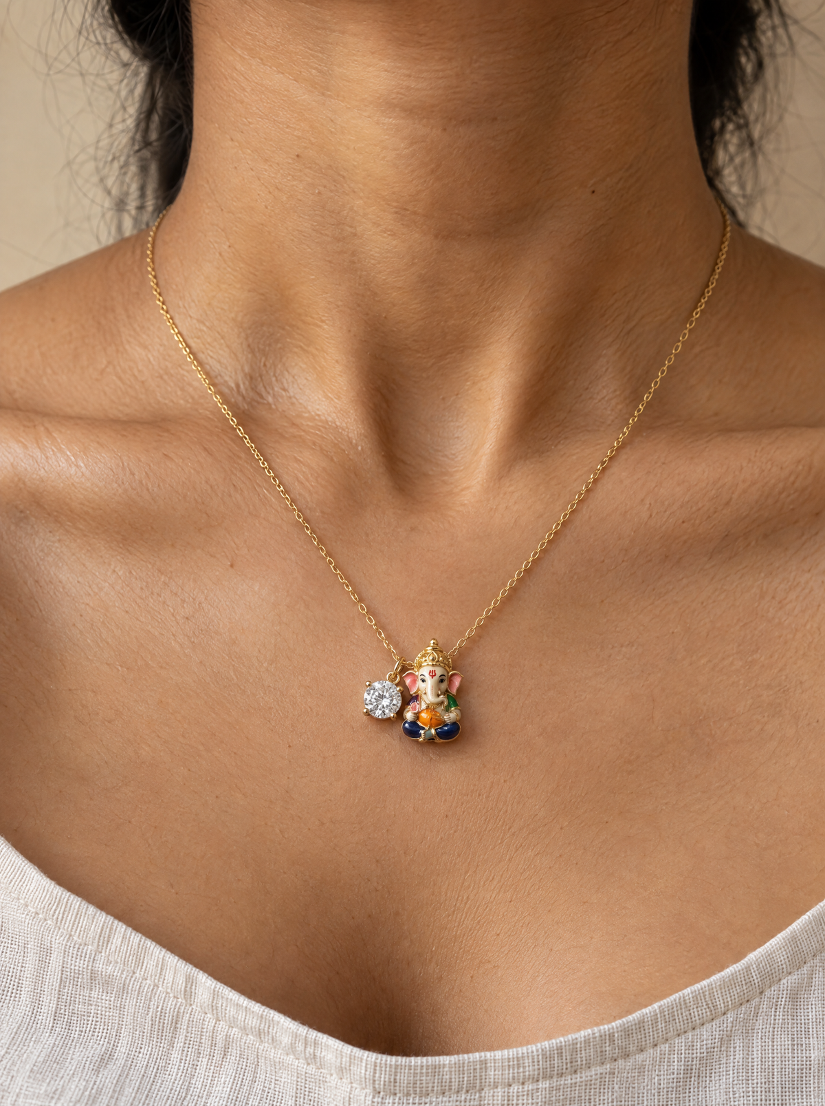 Lambodar Lab Diamond Silver Pendant | Fiona Diamonds