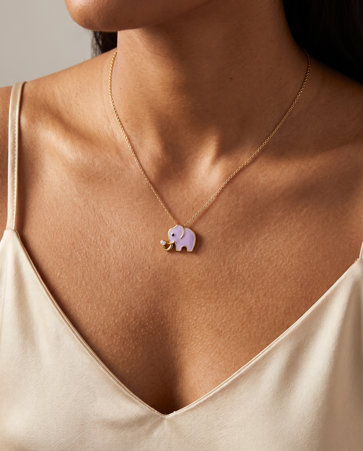 Nayeli Elephant Lab Diamond Silver Pendant | Fiona Diamonds
