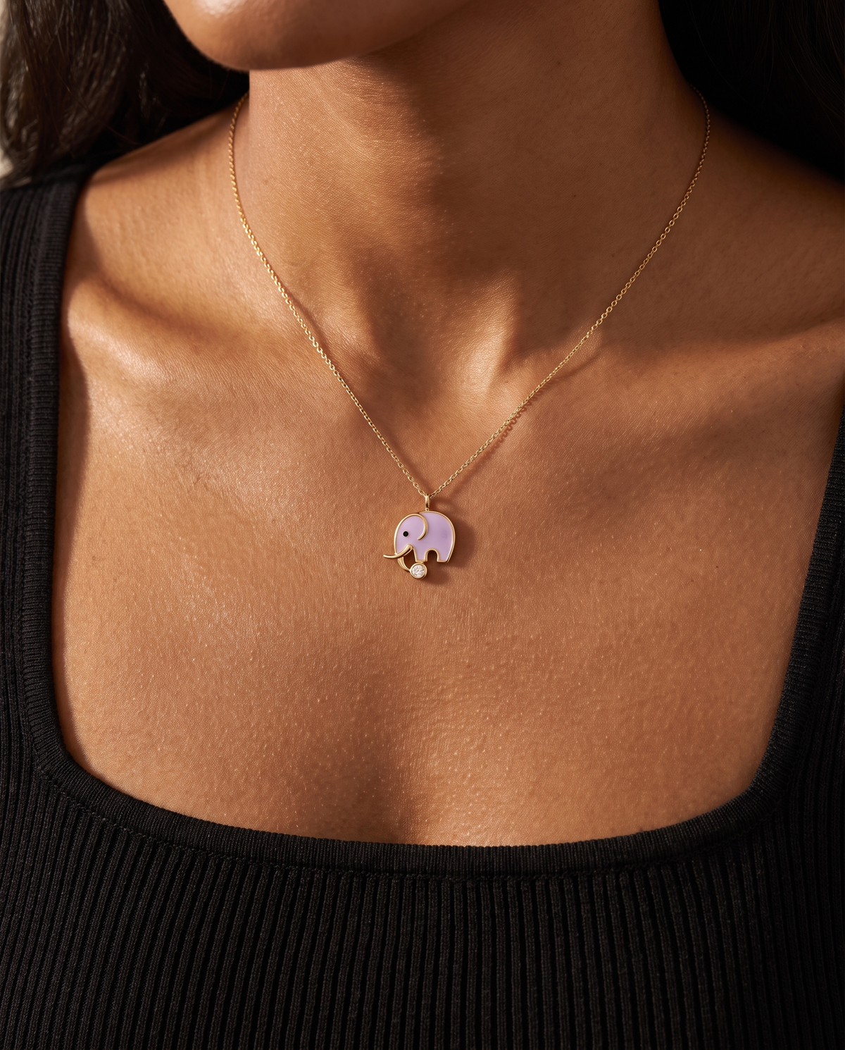 Amaya Elephant Lab Diamond Silver Pendant | Fiona Diamonds
