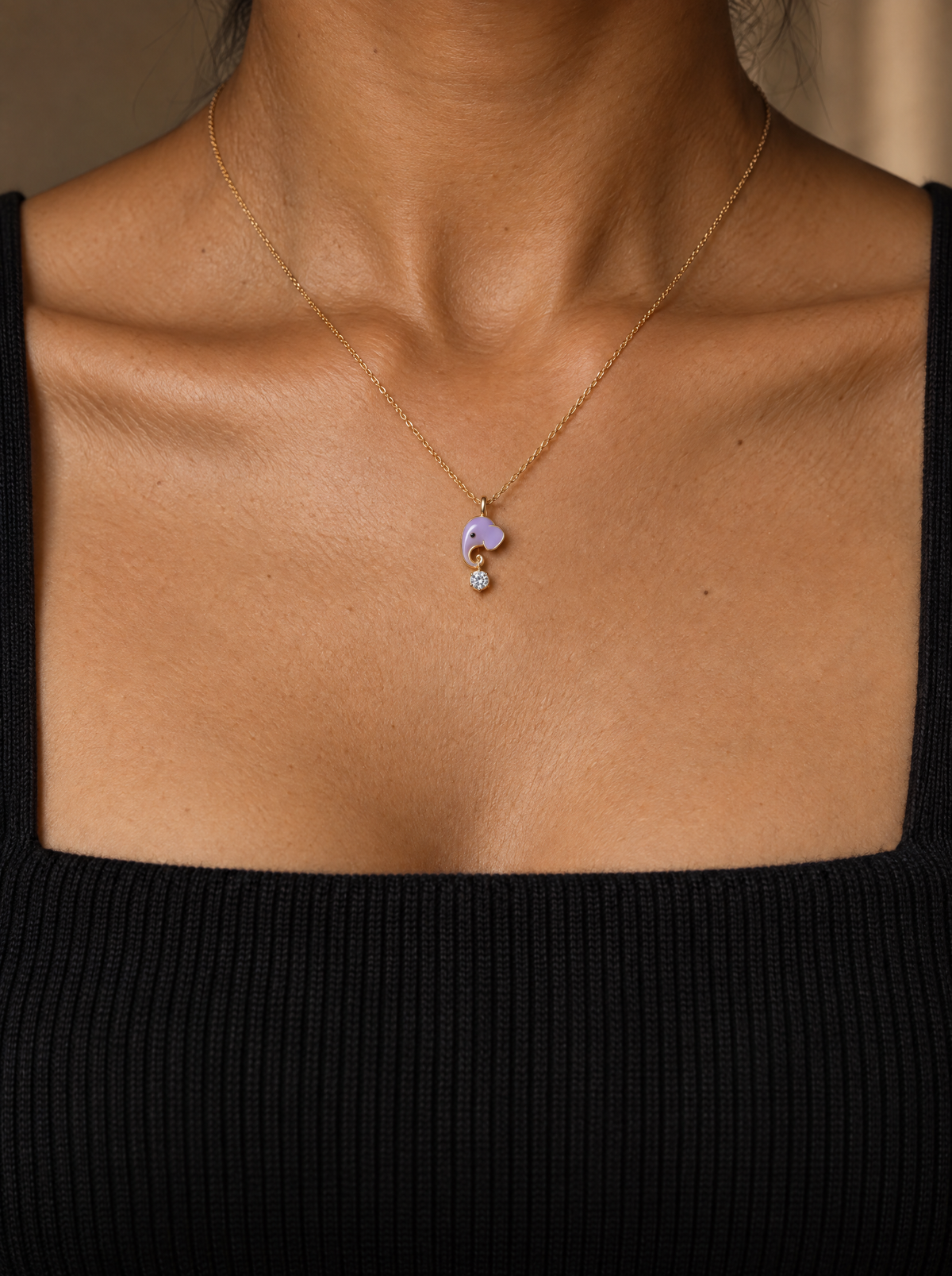 Lavira Elephant Lab Diamond Silver Pendant | Fiona Diamonds