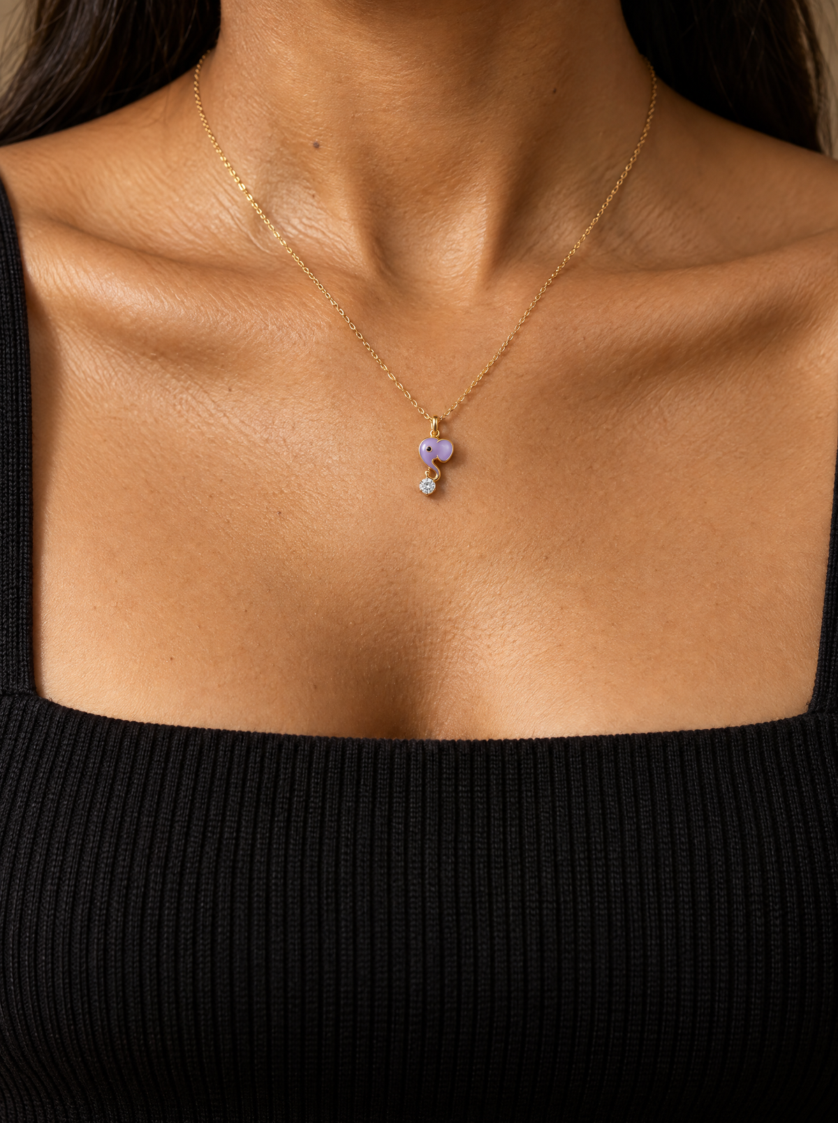 Mivana Elephant Lab Diamond Silver Pendant | Fiona Diamonds