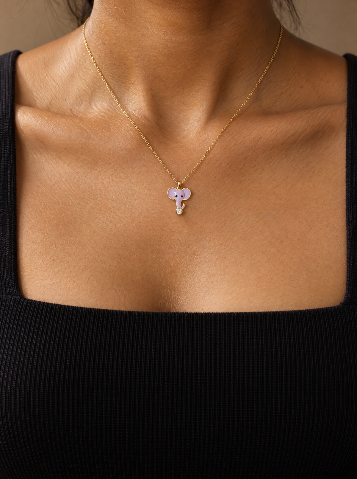 Elvaya Elephant Lab Diamond Silver Pendant | Fiona Diamonds