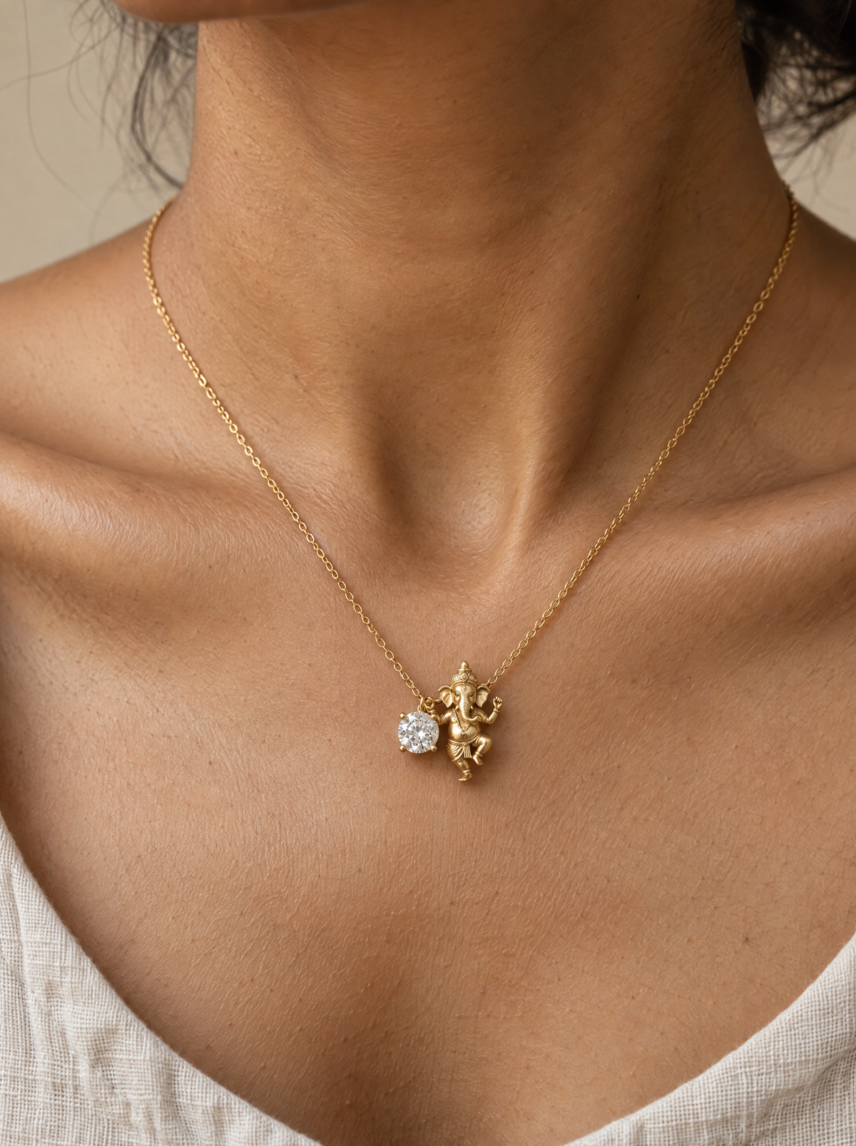 Gajendra Lab Diamond Silver Pendant | Fiona Diamonds