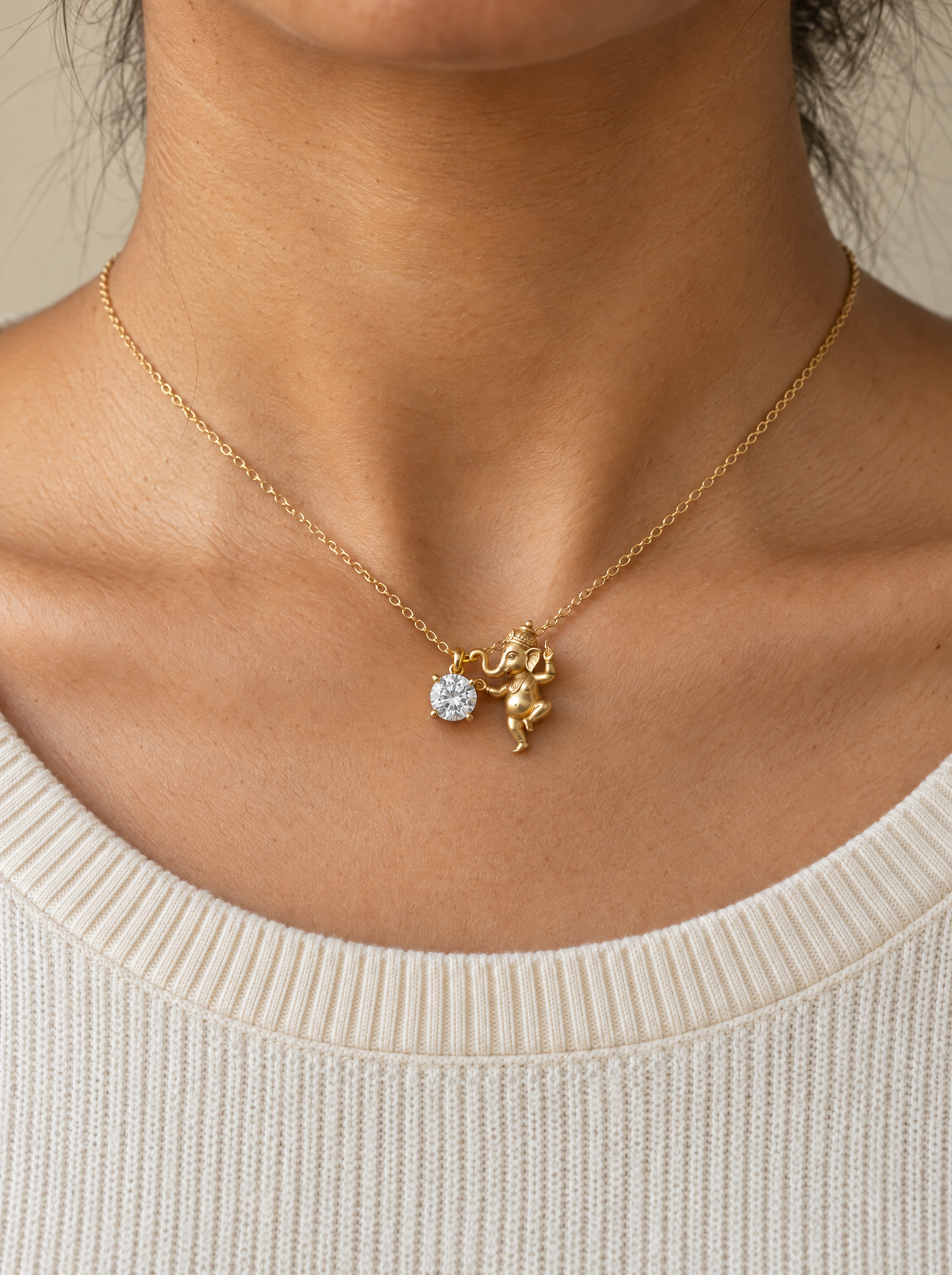 Vinayak Lab Diamond Silver Pendant | Fiona Diamonds