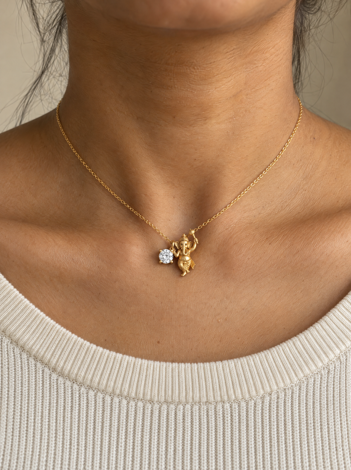 Bhalchandra Lab Diamond Silver Pendant | Fiona Diamonds