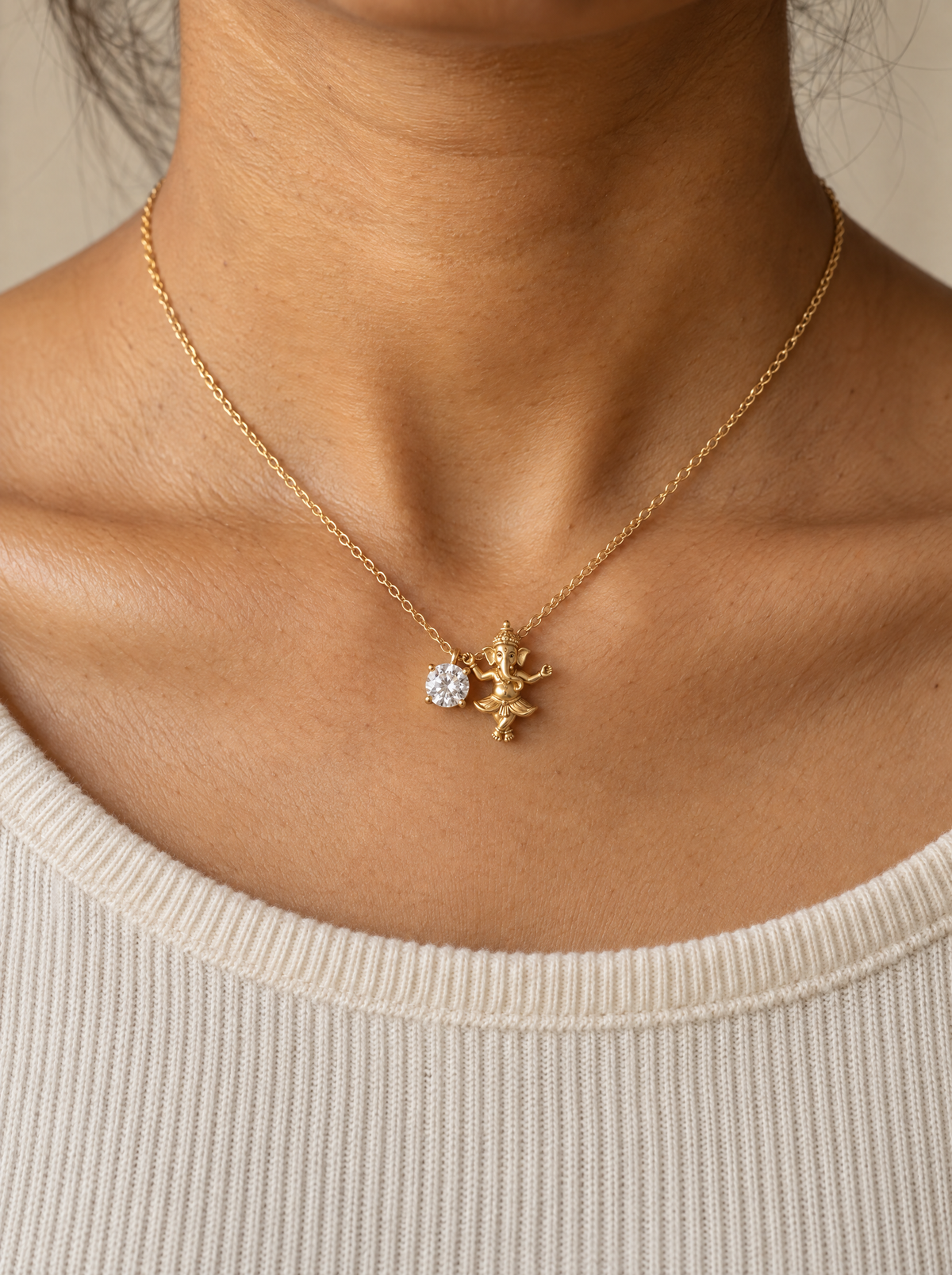 Vighnesh Lab Diamond Silver Pendant | Fiona Diamonds