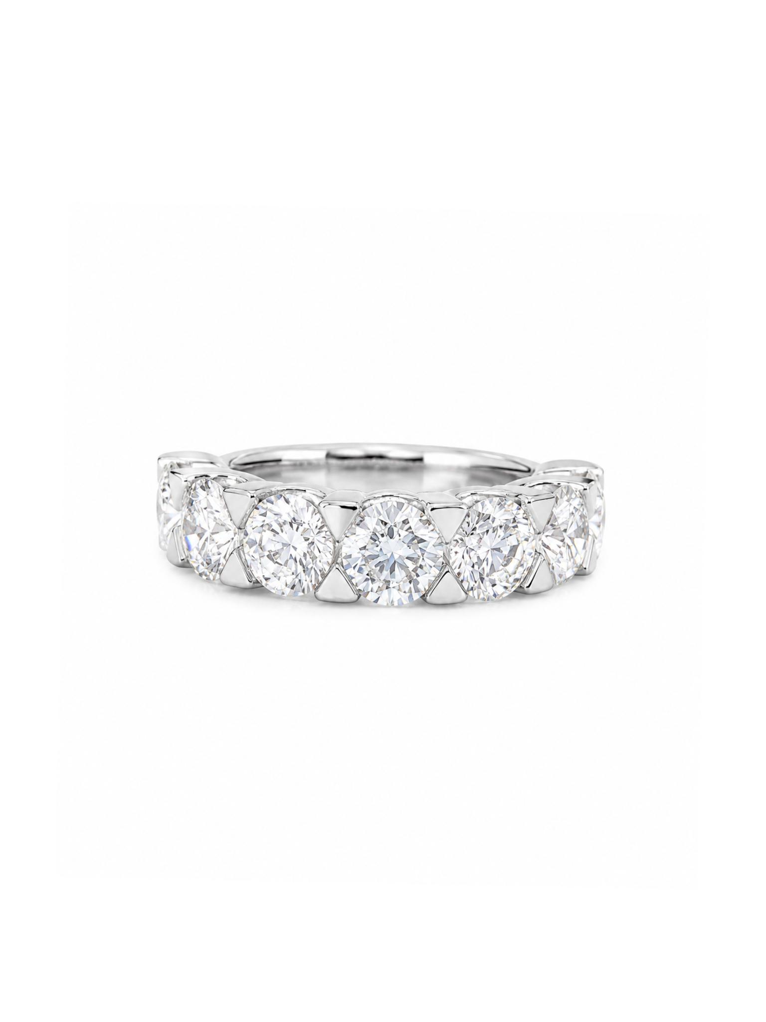 Soleil Lace Round Lab Diamond Eternity Ring in 18K White Gold by Fiona Diamonds