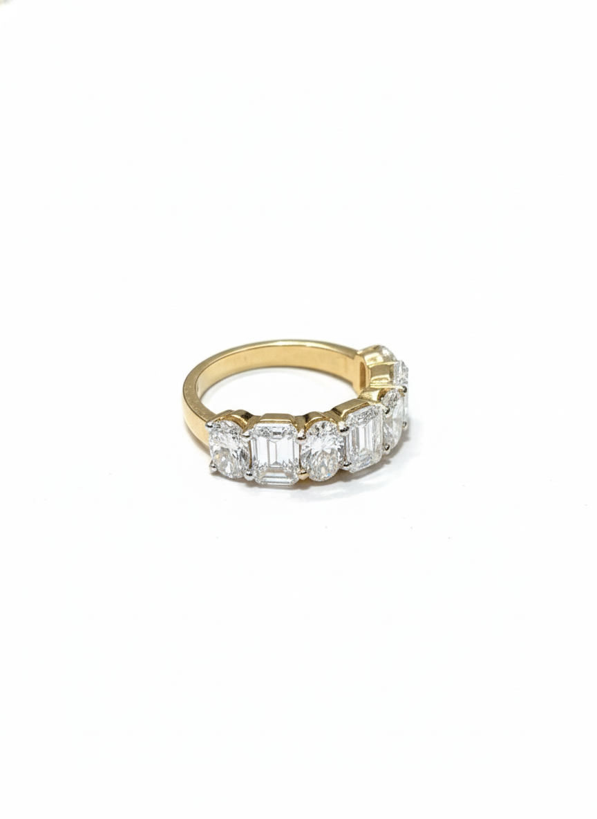 Side view of Calora Zenith Oval Lab Diamond Eternity Ring in 18K Yellow Gold - Fiona Diamonds