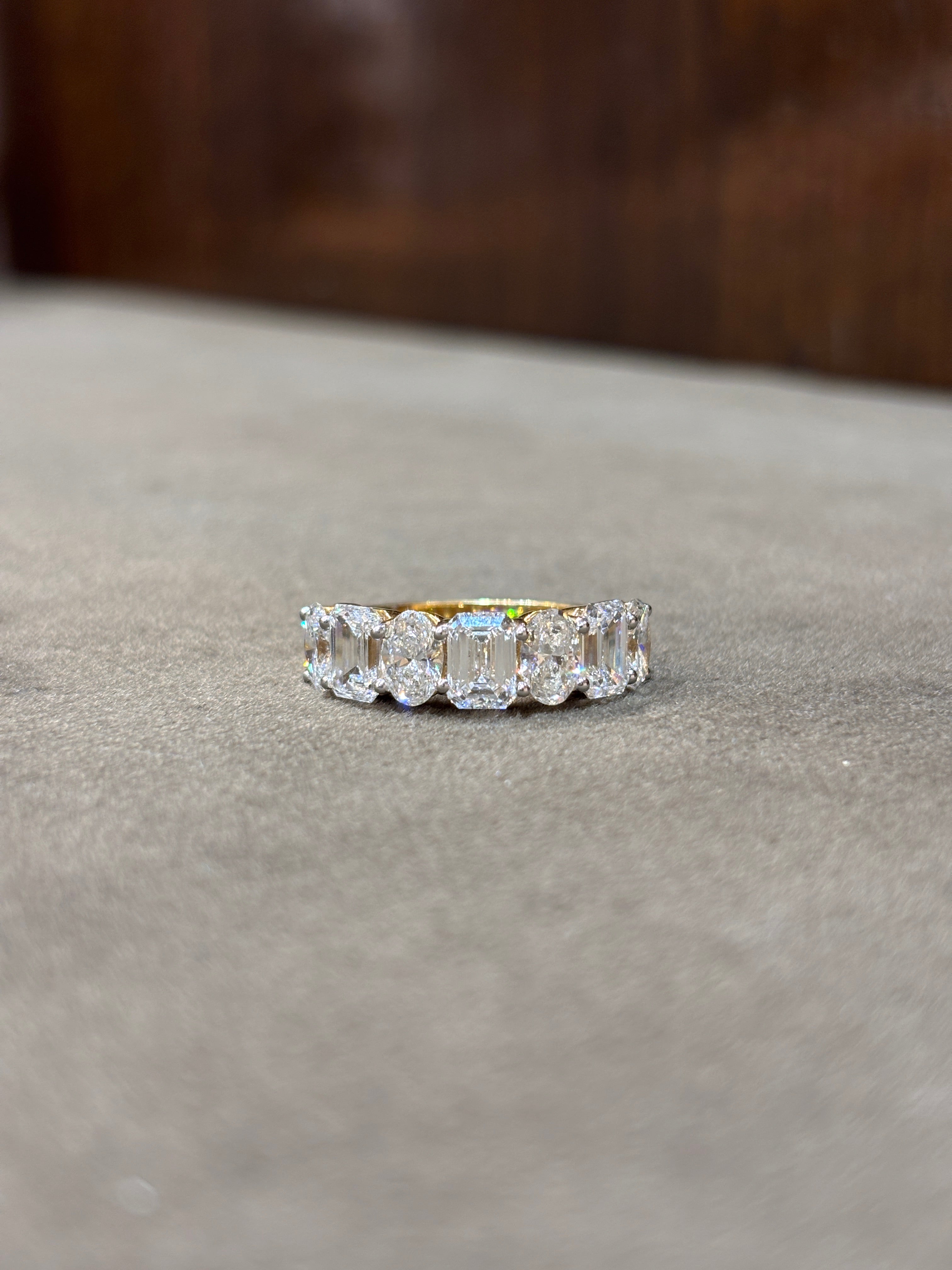 Fiona Diamonds Calora Zenith Oval Lab Diamond Eternity Ring in 18K Yellow Gold on hand