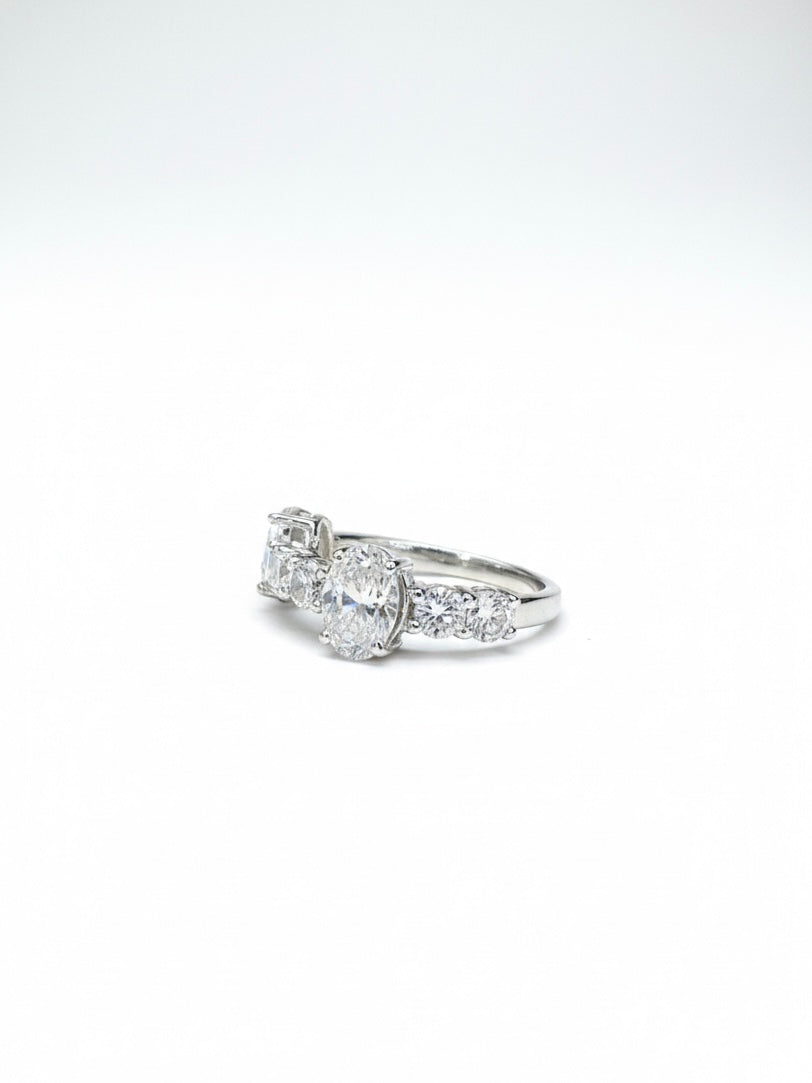 Side view of Avynexia Band Oval Lab Diamond Designer Ring in 18K White Gold - Fiona Diamonds