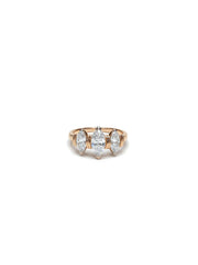 Xynexia Band Marquise Lab Diamond Three Stone Ring in 14K Rose Gold by Fiona Diamonds