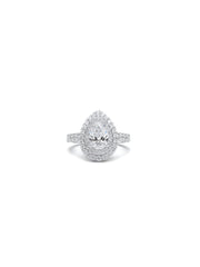 Avyphrix Band Pear Lab Diamond Halo Ring in 18K White Gold by Fiona Diamonds