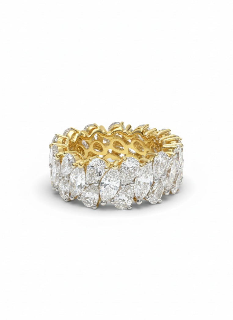 Avyxor Curve Pear Lab Diamond Eternity Ring in 18K Yellow Gold by Fiona Diamonds