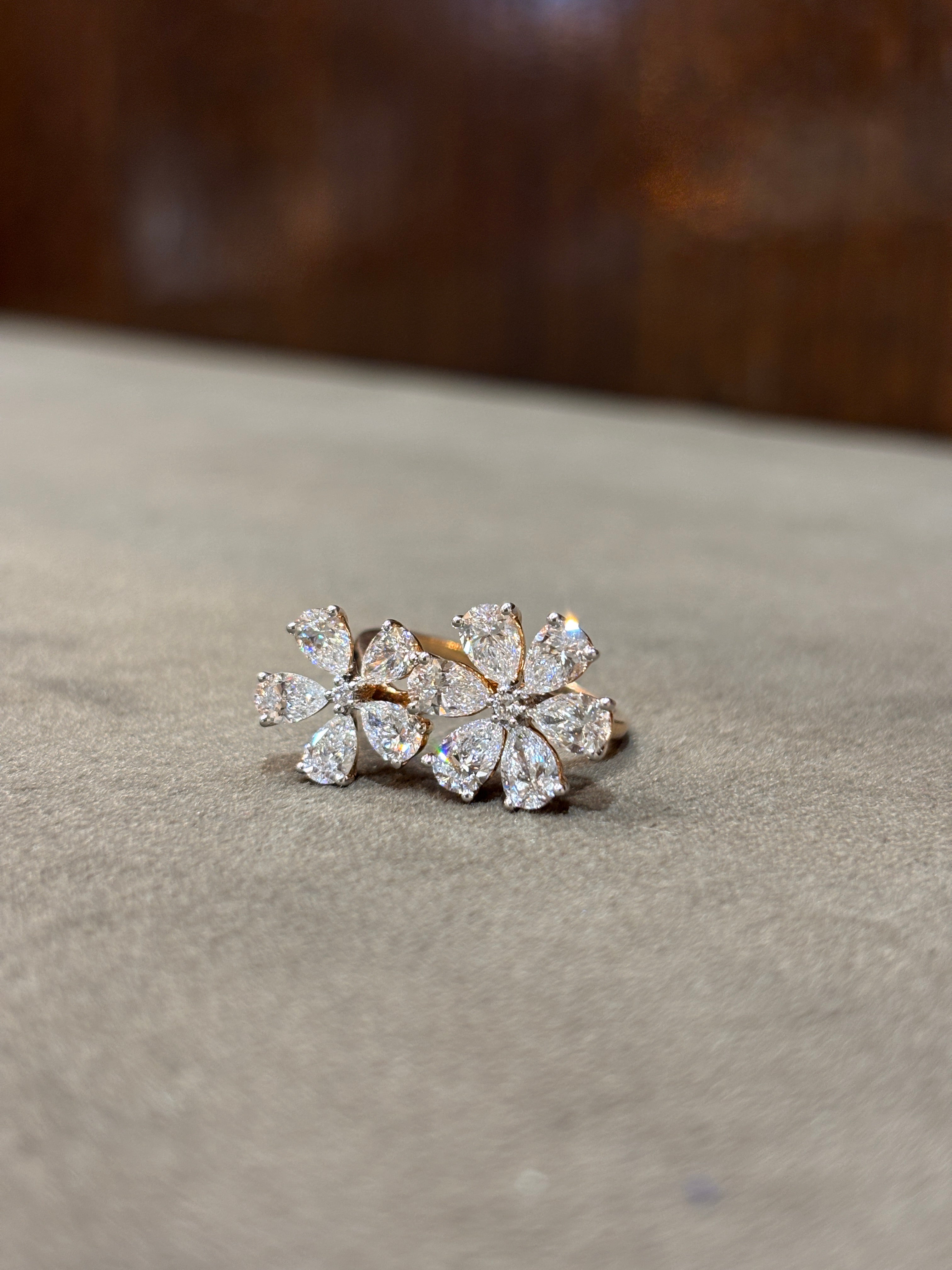 Fiona Diamonds Lunessa Raye Round Lab Diamond Designer Ring in 14K Rose Gold on hand