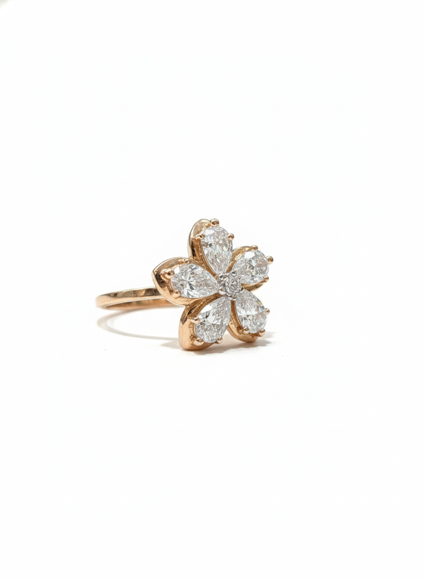 Side view of Mirella Cove Round Lab Diamond Designer Ring in 14K Rose Gold - Fiona Diamonds