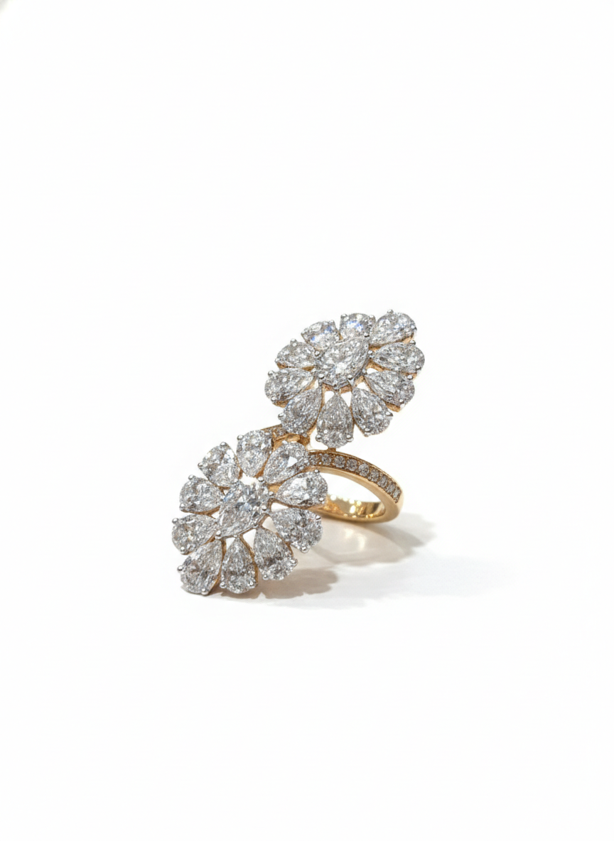 Side view of Aviora Nyx Pear Lab Diamond Designer Ring in 18K Rose Gold - Fiona Diamonds