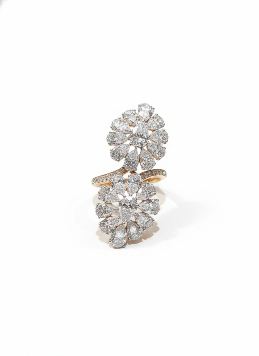 Aviora Nyx Pear Lab Diamond Designer Ring in 18K Rose Gold by Fiona Diamonds