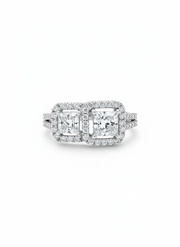 Lyvion Ridge Princess Lab Diamond Designer Ring in 14K White Gold by Fiona Diamonds