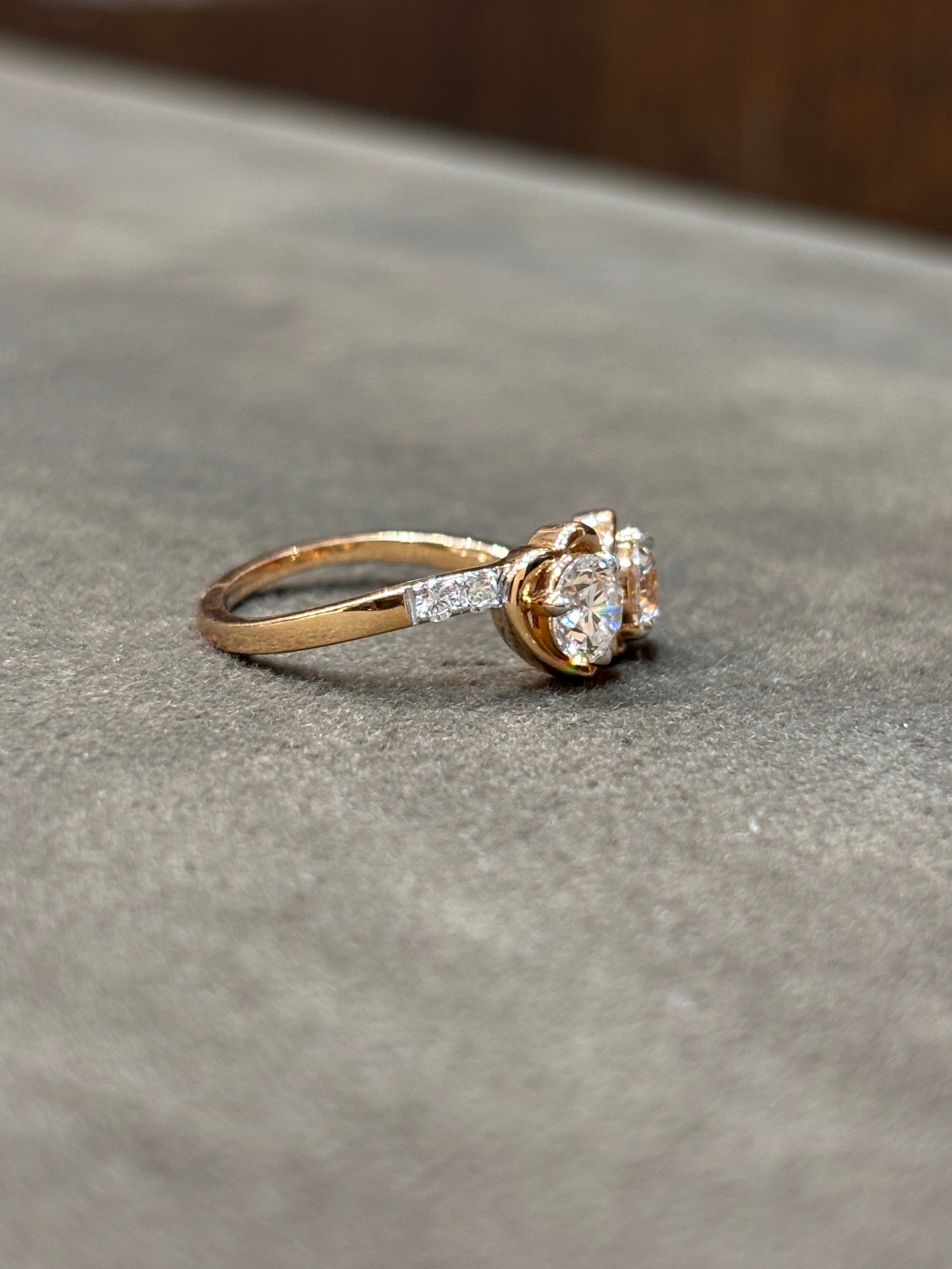 Round Lab Diamond Toi Et Moi Ring in 18K Rose Gold - Zireva Skye by Fiona Diamonds