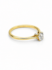 Soryn Arc Round Lab Diamond Classic Solitaire Ring in 14K Yellow Gold by Fiona Diamonds