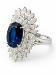 Naura Shine Round Lab Diamond Cocktail Ring in 14K White Gold by Fiona Diamonds