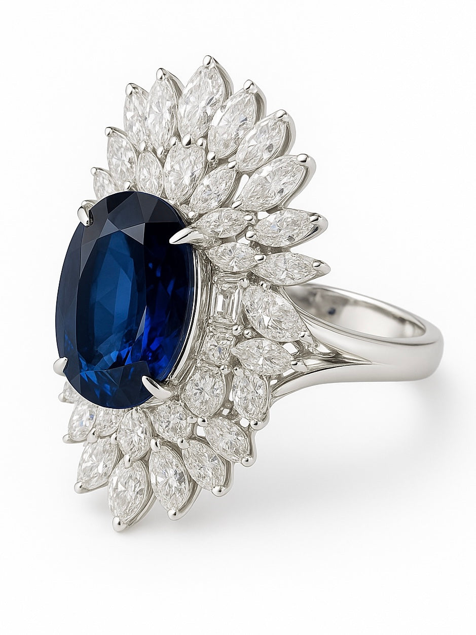 Naura Shine Round Lab Diamond Cocktail Ring in 14K White Gold by Fiona Diamonds