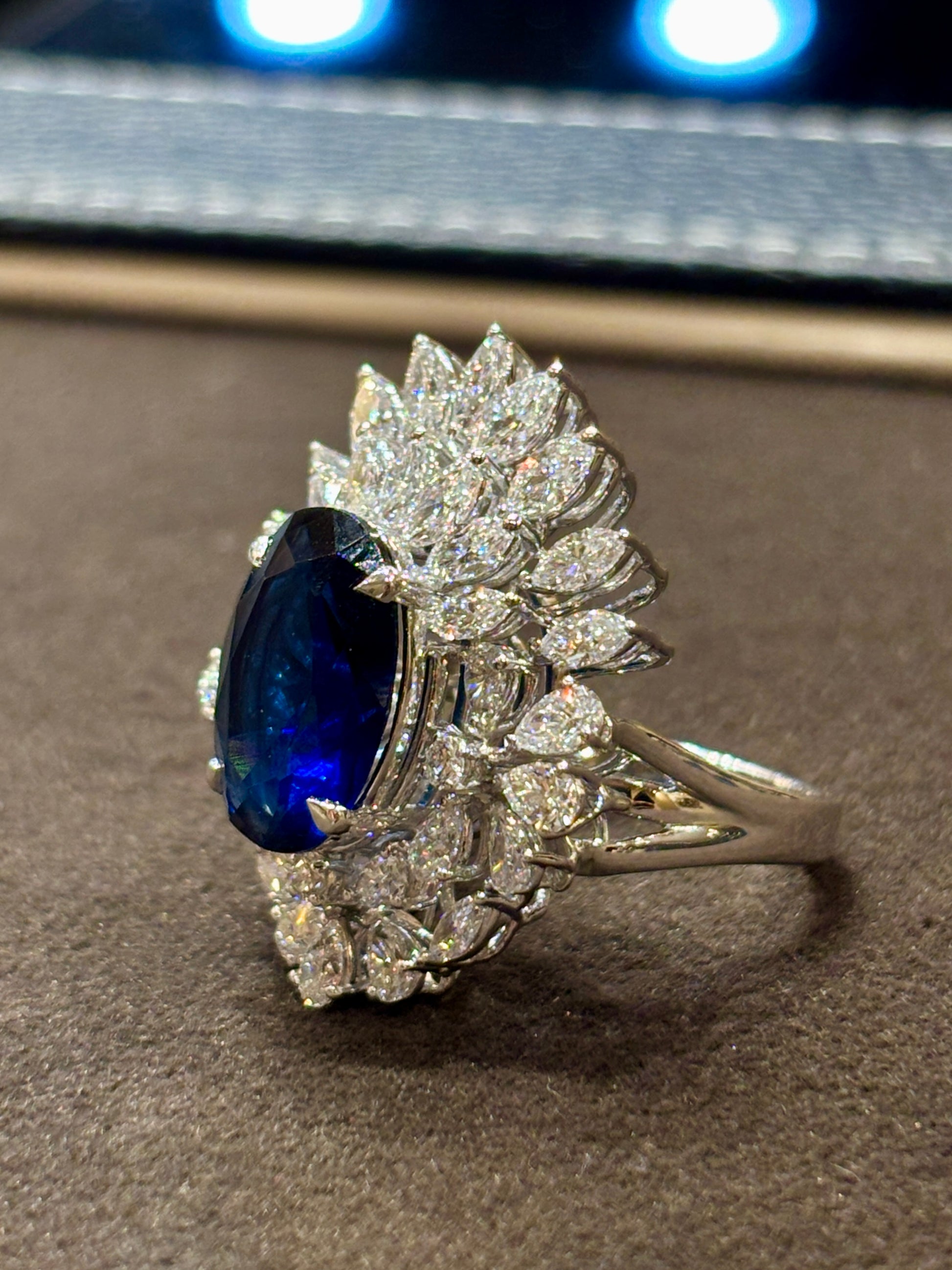 Fiona Diamonds Naura Shine Round Lab Diamond Cocktail Ring in 14K White Gold on hand