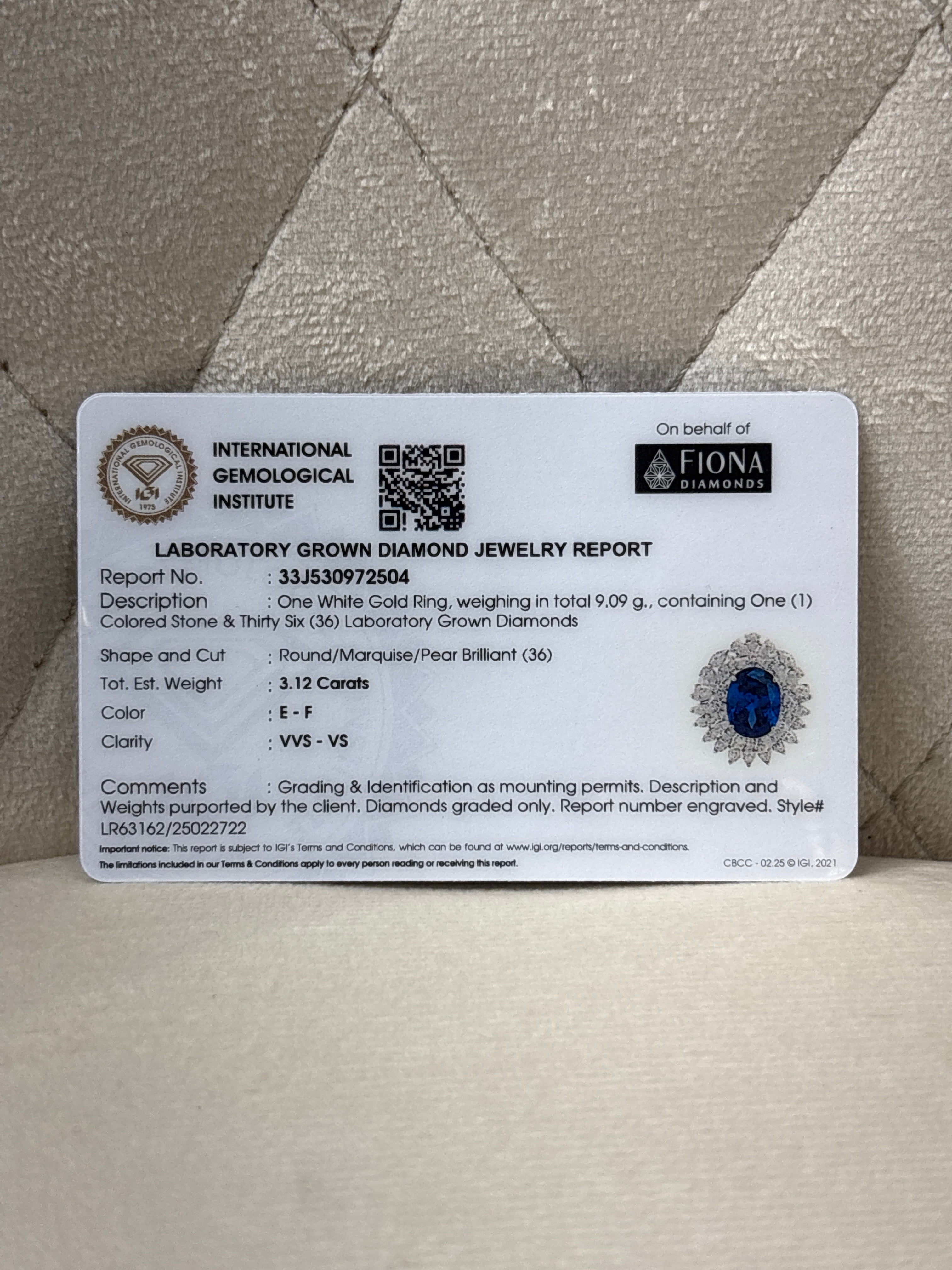 Round Lab Diamond Cocktail Ring in 14K White Gold - Naura Shine by Fiona Diamonds
