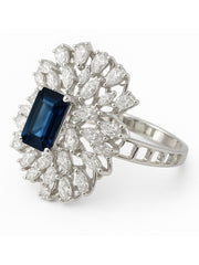 Evressa Round Lab Diamond Cocktail Ring in 14K White Gold by Fiona Diamonds